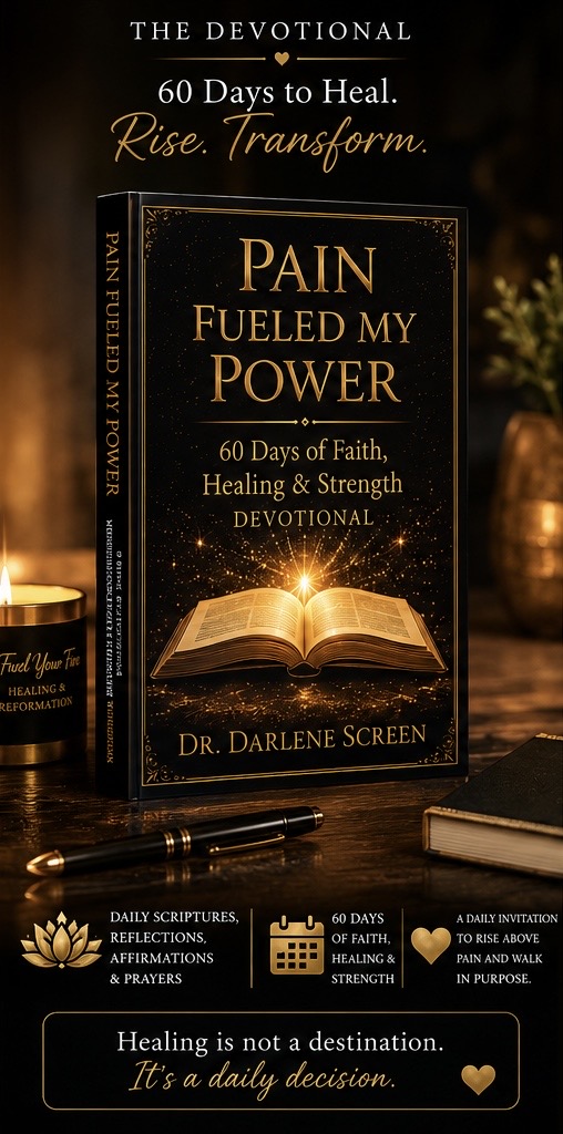 Pain Fueled My Power 60-Day Devotional artwork by Dr. Darlene Screen.